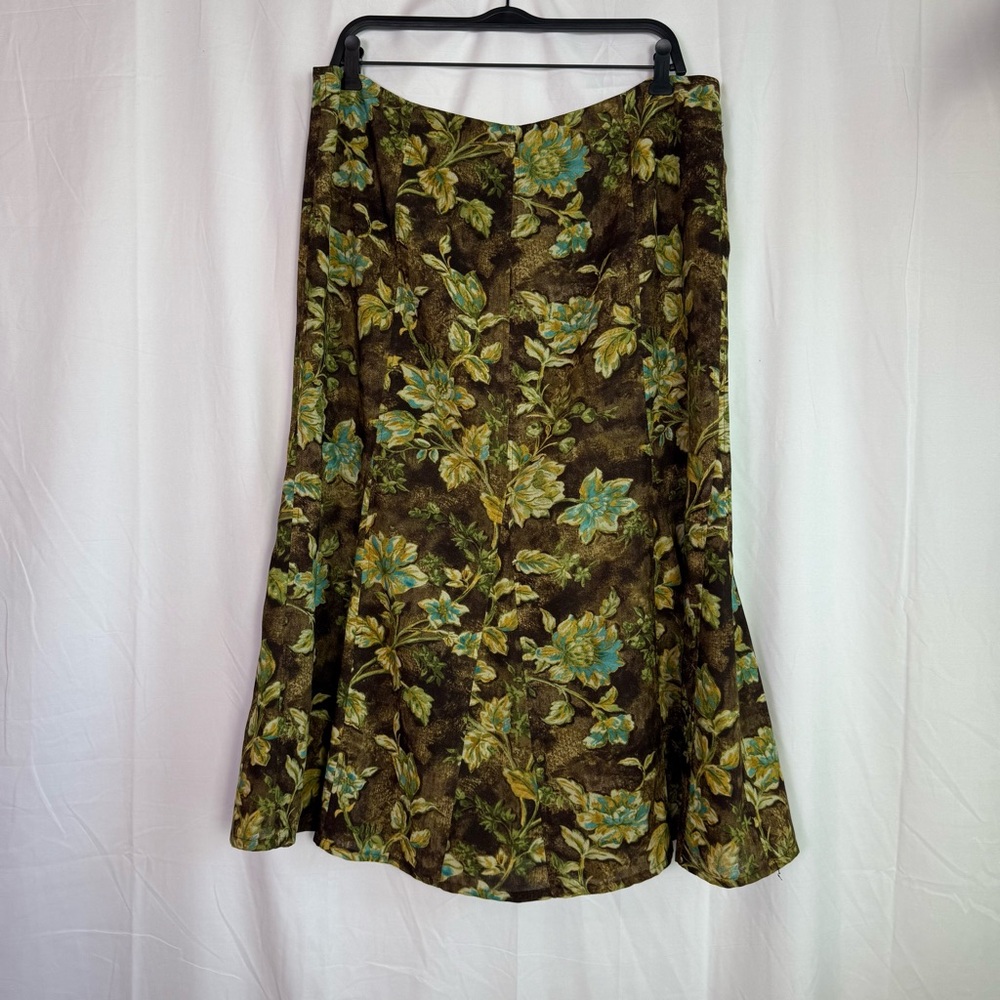 R.Q.T. Brown Floral Midi Skirt – Size 18